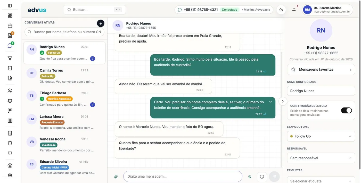 advus — tela Conversas